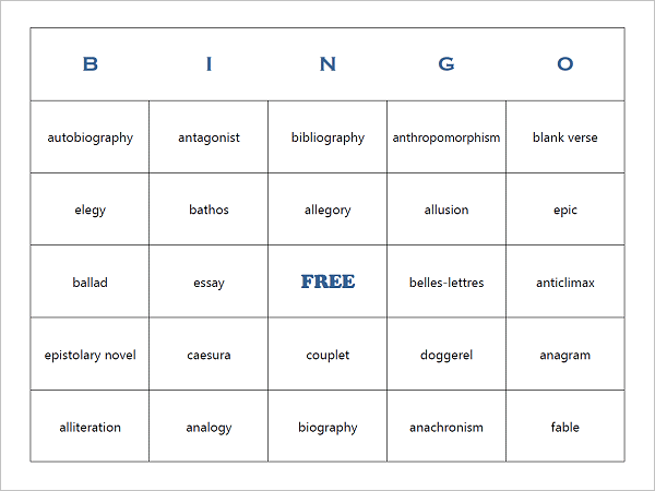 google classroom bingo board