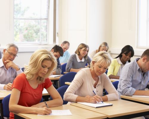Students taking test